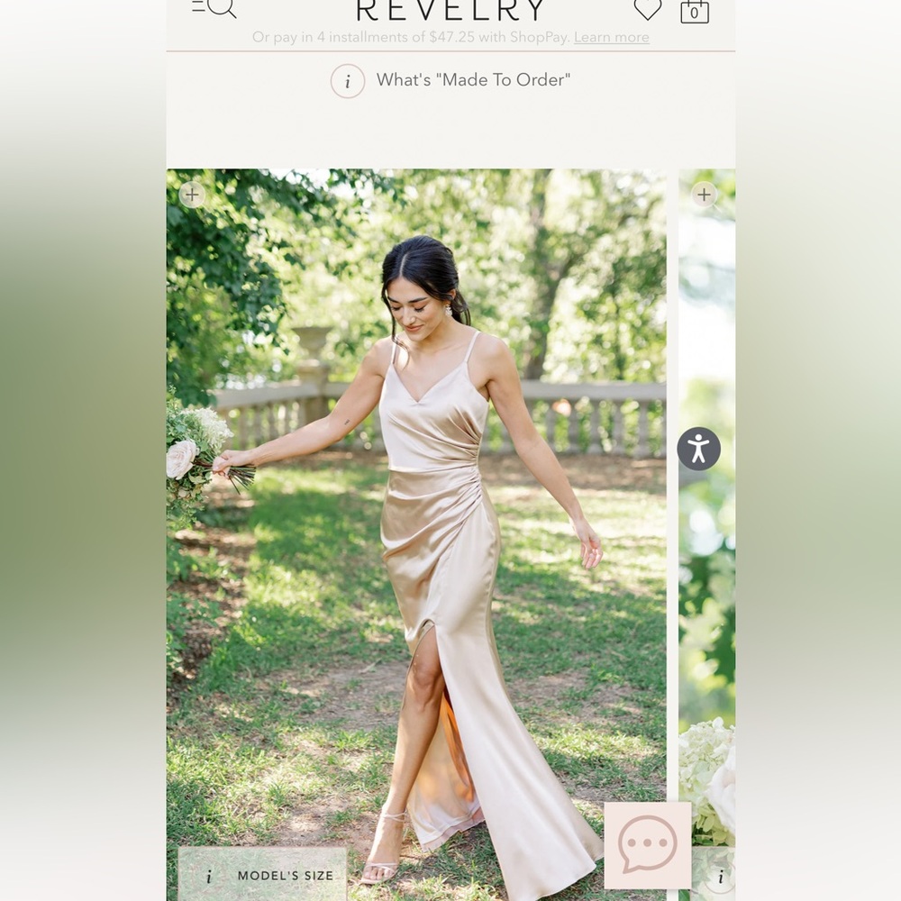 Revelry Rory satin dress in champagne
